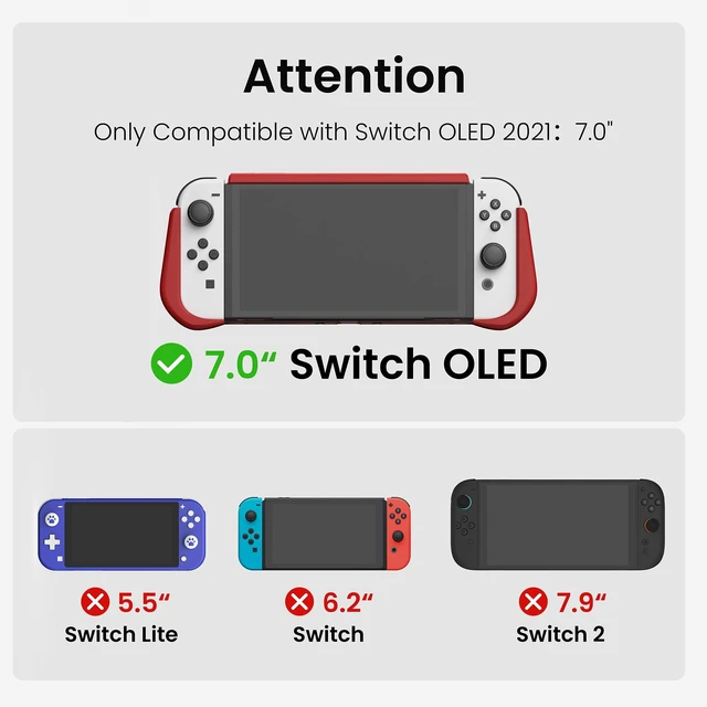 Alt view image 2 of 7 - Dockable Protective Case for Switch OLED, with Flip Game Storage | Ergonomic Grip Cover for Switch OLED 2021 (7.0"), Not for Switch 2 (2025 Release, 7.9"), Kickstand Compatible, Red