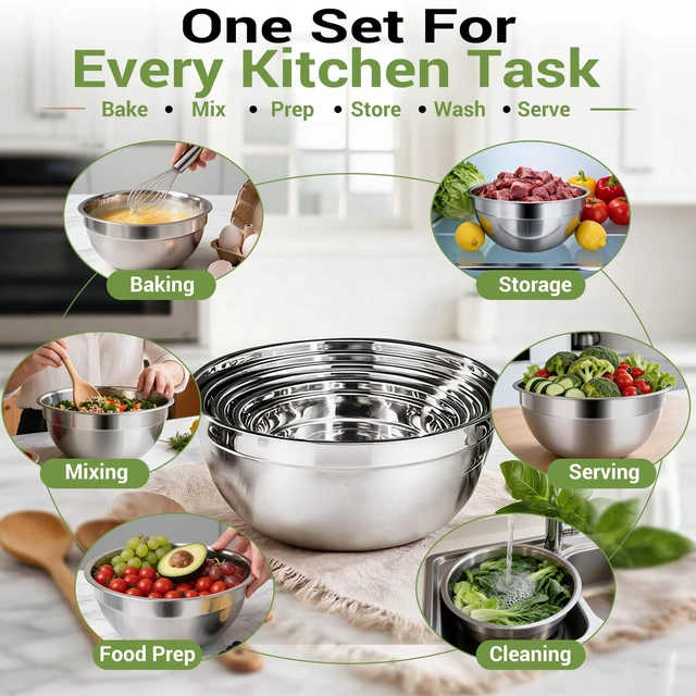 Alt view image 6 of 7 - 5-Speed Electric Hand Mixer, 4 Large Mixing Bowls Set, Handheld Mixers with Whisks Beater, Stainless Steel Metal Nesting Bowl Measuring Cups Spoons Kitchen Cake Blender for Baking Supplies