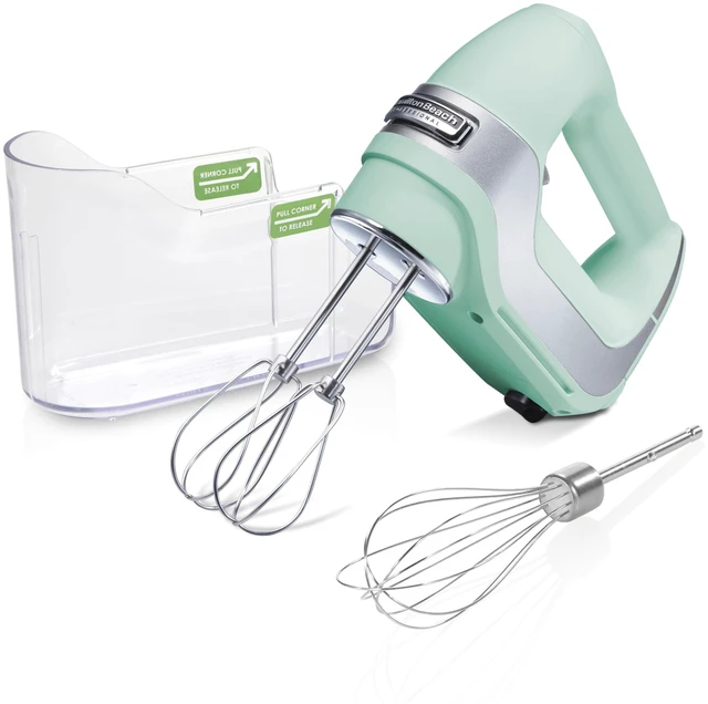 Main image of 5-Speed Electric Hand Mixer with Snap-On Storage Case, QuickBurst, Stainless Steel Twisted Wire Beaters and Whisk, Mint (62658)