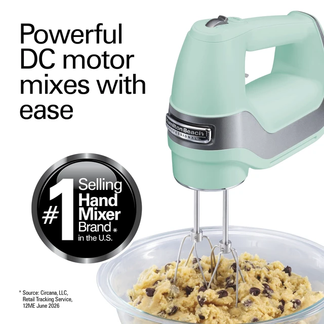 Alt view image 3 of 7 - 5-Speed Electric Hand Mixer with Snap-On Storage Case, QuickBurst, Stainless Steel Twisted Wire Beaters and Whisk, Mint (62658)