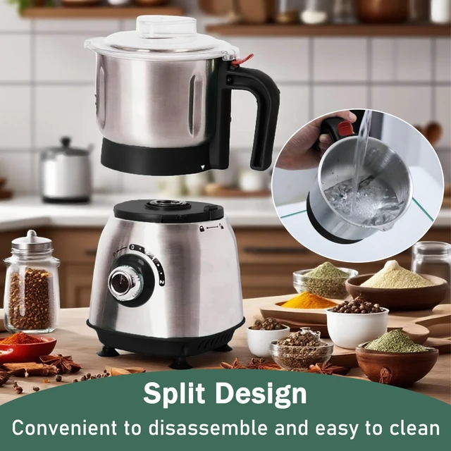 Alt view image 2 of 6 - Electric Grinder for Kitchen, 500W Spice Grinder for Coffee & Grains | Features 3 stainless steel blades and a detachable bowl for spices, coffee, beans, grains, nuts, and herbs.