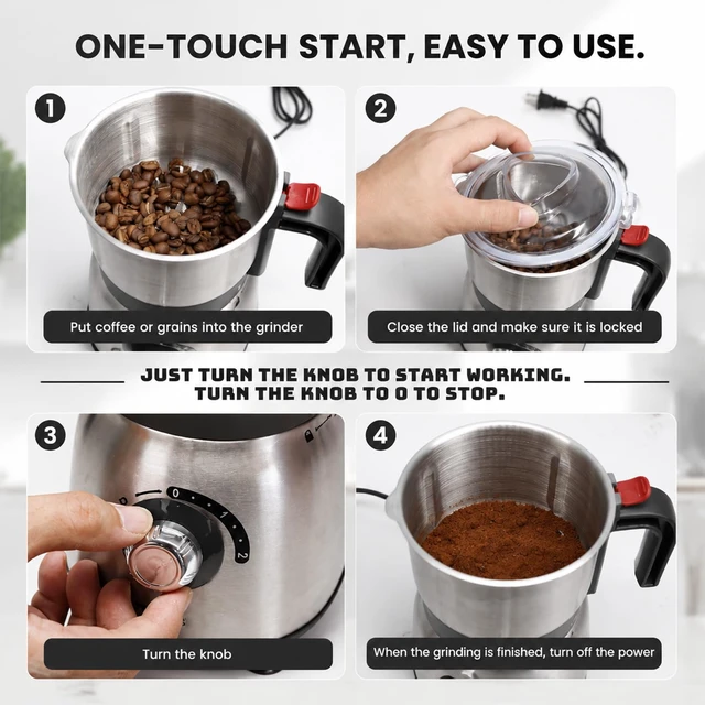 Alt view image 6 of 7 - Electric Spice,Coffee and Nut Grinders for Kitchen | 3 Stainless Steel Blades, 1 Filter, 1 Brush - 500W Grinder for Kitchen Dry Use