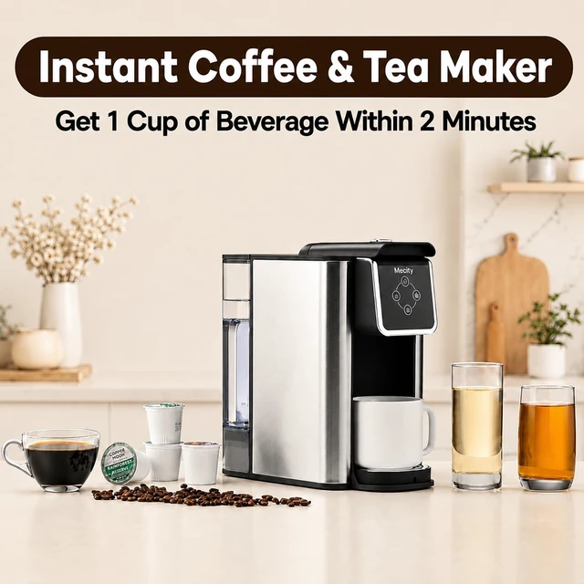 Alt view image 2 of 7 - Coffee Maker 3 in 1 Single Serve Coffee Machine, Compatible with K cup Capsules, Instant Coffee Pot, Tea maker, 6,8,10 Oz Cup, Removable 50 Oz Water Reservoir, 120V 1150W