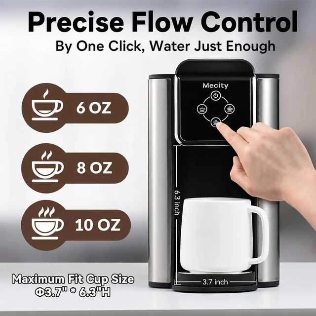 Alt view image 5 of 7 - Coffee Maker 3 in 1 Single Serve Coffee Machine, Compatible with K cup Capsules, Instant Coffee Pot, Tea maker, 6,8,10 Oz Cup, Removable 50 Oz Water Reservoir, 120V 1150W