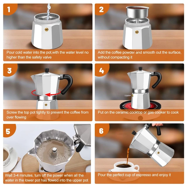 Alt view image 7 of 7 - 1-2 Cup Aluminum Espresso Stovetop Moka Pot Express Coffee Maker Percolator Italian Classic Mocha Coffee Machine for Italian and Cuban Cafe Brewing for Home & Camping 50-100ml 1.6-3.3oz