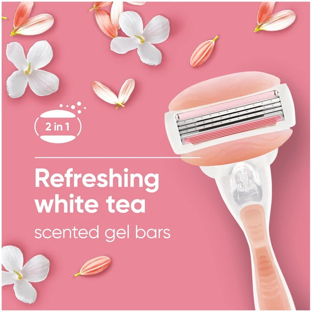 Alt view image 3 of 7 - ComfortGlide White Tea Women's Razor 1 Handle + 4 Blade Refills
