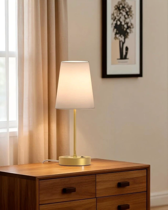 Alt view image 7 of 7 - Bedroom Table Lamp, Bedside Lamp with AC Outlet and USB C Charging Ports(PD 20W), 3-Way Dimmable Lamp with Switch, Lamps with Shade for Night Stands, Living Room, Desk, and Home Office, 6.5Ft