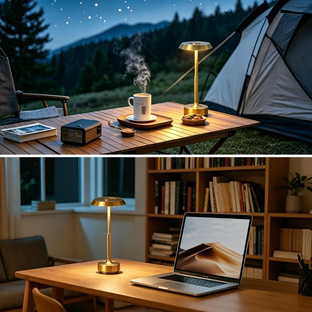Alt view image 4 of 7 - 2 Pack Rechargeable Cordless Table Lamp, 5000mAh Battery LED Table Light | 3 Color Temperature Stepless Dimming Touch Control, Portable Wireless Gold Lamp for Restaurant, Bedroom, Camping, Nightlight
