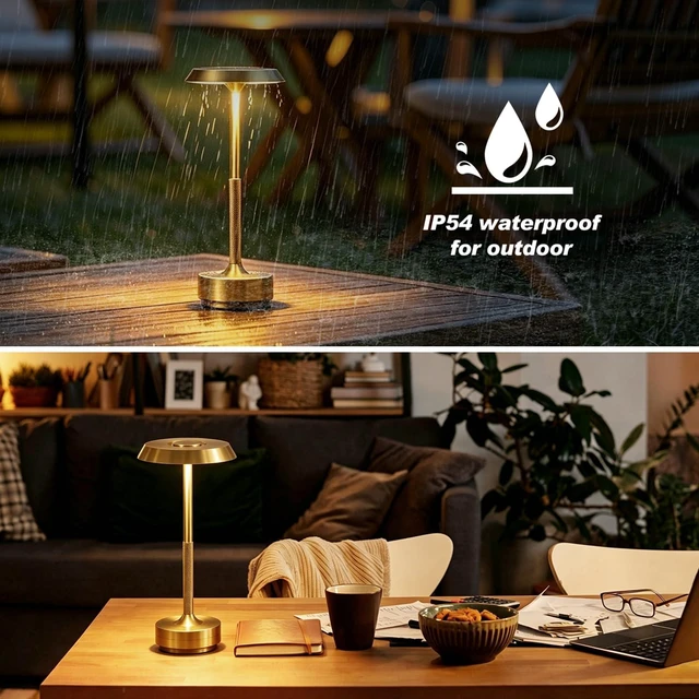 Alt view image 5 of 7 - 2 Pack Rechargeable Cordless Table Lamp, 5000mAh Battery LED Table Light | 3 Color Temperature Stepless Dimming Touch Control, Portable Wireless Gold Lamp for Restaurant, Bedroom, Camping, Nightlight