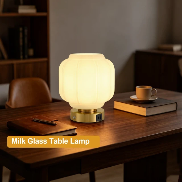 Alt view image 6 of 7 - Rechargeable Table Lamp, Cordless Milk Glass Bedside Lamp Small | 4000mAh Battery with Charging Station, Pumpkin Touch Stepless Dimming, for Bedside Bedroom Living Room, Bulb Included, 1 Pack