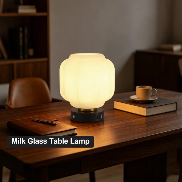 Alt view image 6 of 7 - Rechargeable Table Lamp, Cordless Milk Glass Bedside Lamp Small | 4000mAh Battery with Charging Station, Pumpkin Touch Stepless Dimming, for Bedside Bedroom Living Room, Bulb Included, 1 Pack