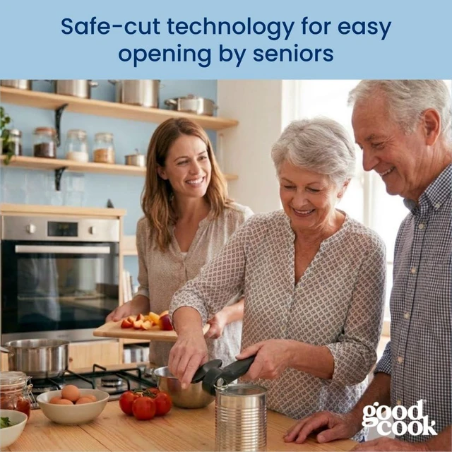 Alt view image 6 of 7 - Safe-Cut Can Opener with Easy Turn Knob, Black | Perfect for Seniors, Manual Handheld Design with Ergonomic Handle, No Sharp Edges or Food Contact Surfaces