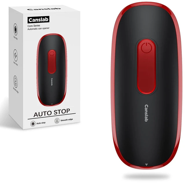 Main image of Core Electric Can Opener_One Touch Auto Stop, 4 AA Battery Powered | Handsfree Smooth Edge Can Openrer for kitchen, Easy for Seniors with Arthritis, Food Safe, for Small / Large Cans, Black Red