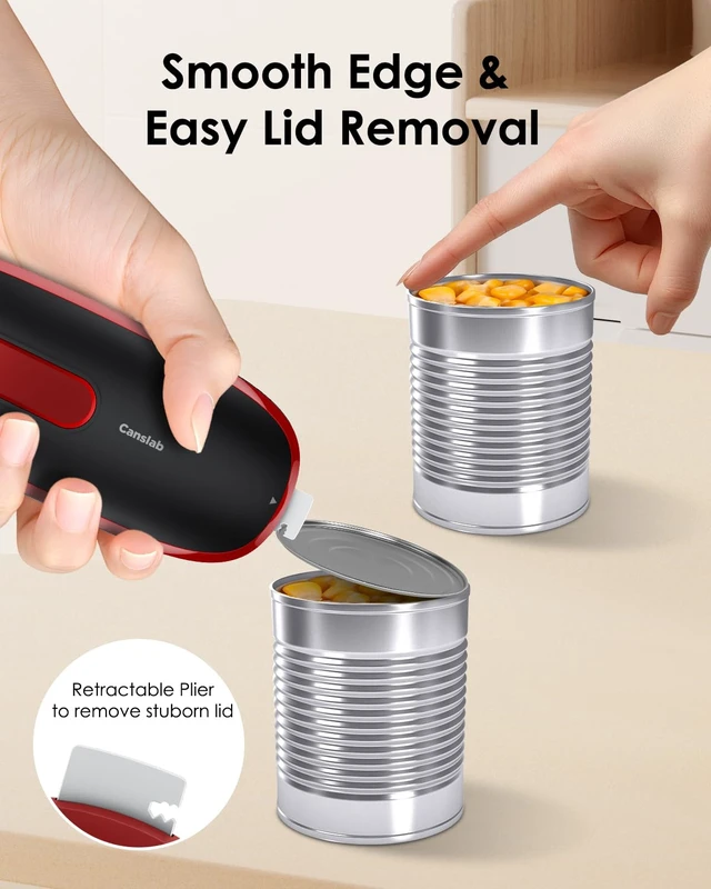 Alt view image 5 of 6 - Core Electric Can Opener_One Touch Auto Stop, 4 AA Battery Powered | Handsfree Smooth Edge Can Openrer for kitchen, Easy for Seniors with Arthritis, Food Safe, for Small / Large Cans, Black Red