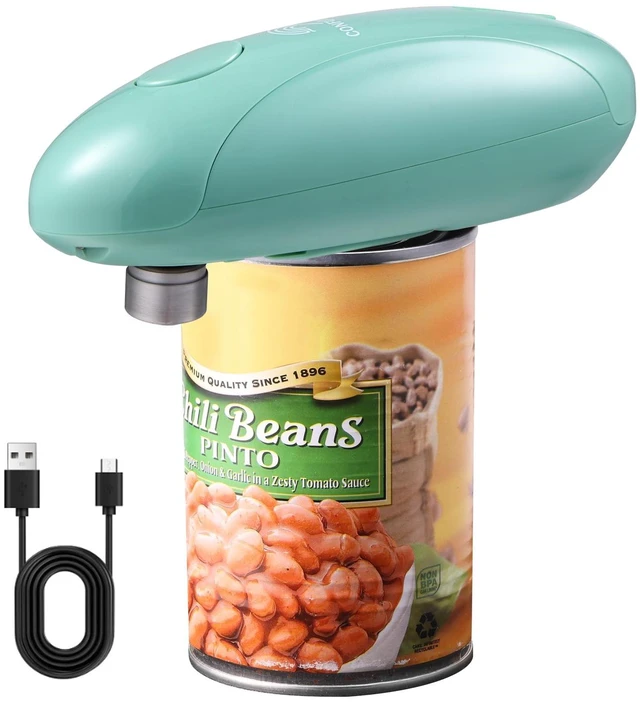 Main image of Electric Can Opener, USB-C Rechargeable Smooth Edge for Seniors (Green) | Cordless, One-Touch Automatic, Smooth Edge Cutting, for Standard & Oval Cans, Lightweight for Travel