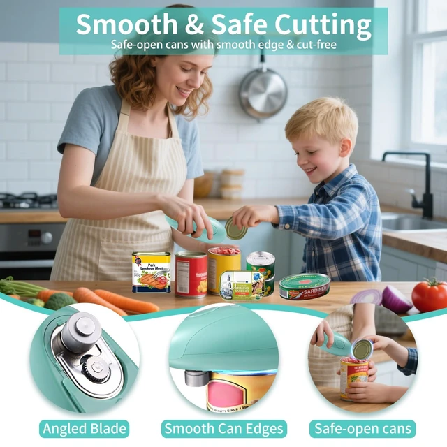 Alt view image 3 of 7 - Electric Can Opener, USB-C Rechargeable Smooth Edge for Seniors (Green) | Cordless, One-Touch Automatic, Smooth Edge Cutting, for Standard & Oval Cans, Lightweight for Travel