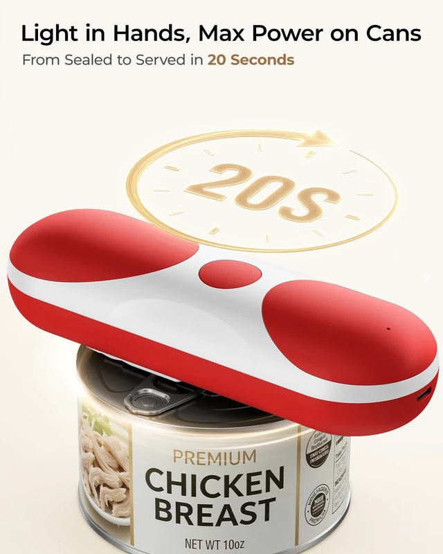 Alt view image 4 of 7 - Electric Can Opener for Seniors | One-Touch Automatic, USB Rechargeable, Cordless Battery Powered, Side Cut, Smooth Edge, Handsfree, for Any Size Cans