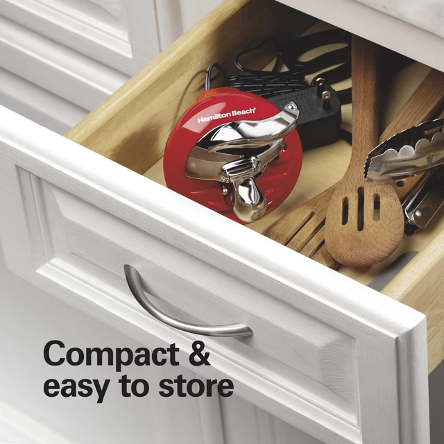 Alt view image 5 of 7 - Walk 'n Cut Electric Can Opener for Kitchen, Use On Any Size, Automatic and Hand-Free, Cordless & Rechargeable, Easy Clean Removable Blade, Red (76506)