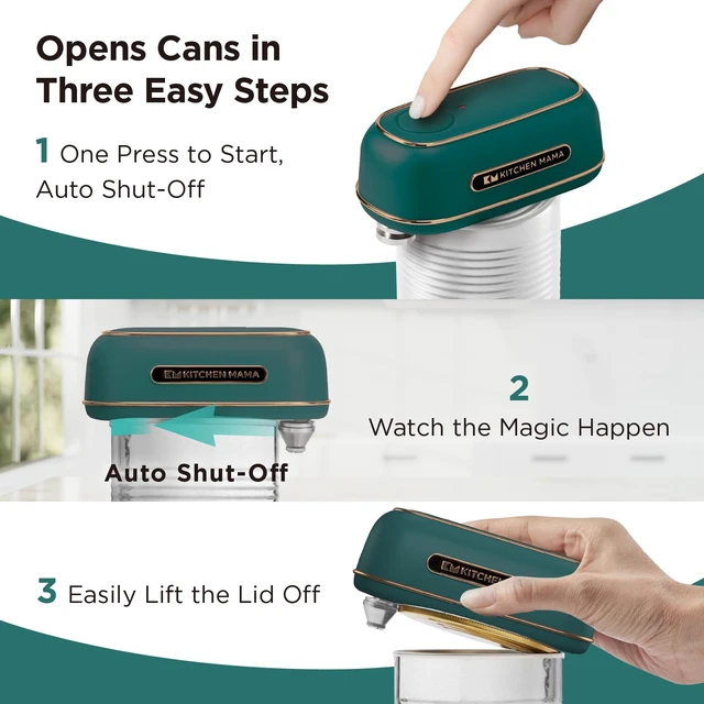 Alt view image 3 of 6 - Orbit One Rechargeable Electric Can Opener, Royal Emerald | Hands-free, USB-C Charging, Automatic Stop, Smooth Edge