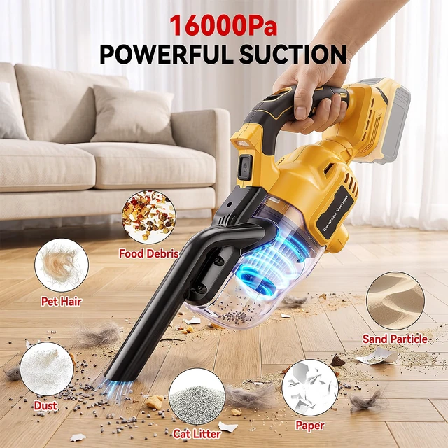 Alt view image 2 of 7 - Cordless Handheld Vacuum Compatible with Dewalt 20V Battery (Battery Not Included), 400W Strong Suction 5-in-1 Portable Vacuum Cleaner with LED Light and 2 HEPA Filters for Car Garage Home Pet Hair