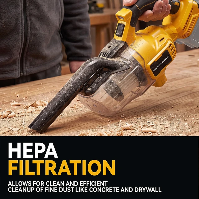 Alt view image 5 of 7 - Cordless Handheld Vacuum Compatible with Dewalt 20V Battery (Battery Not Included), 400W Strong Suction 5-in-1 Portable Vacuum Cleaner with LED Light and 2 HEPA Filters for Car Garage Home Pet Hair