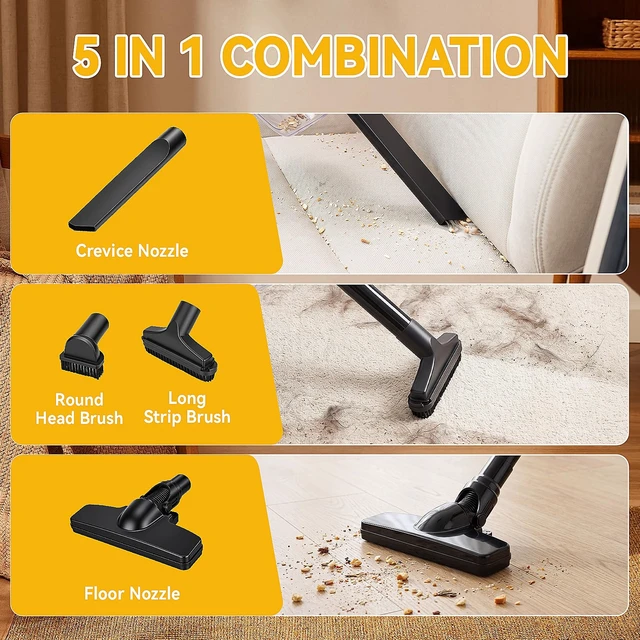 Alt view image 6 of 7 - Cordless Handheld Vacuum Compatible with Dewalt 20V Battery (Battery Not Included), 400W Strong Suction 5-in-1 Portable Vacuum Cleaner with LED Light and 2 HEPA Filters for Car Garage Home Pet Hair