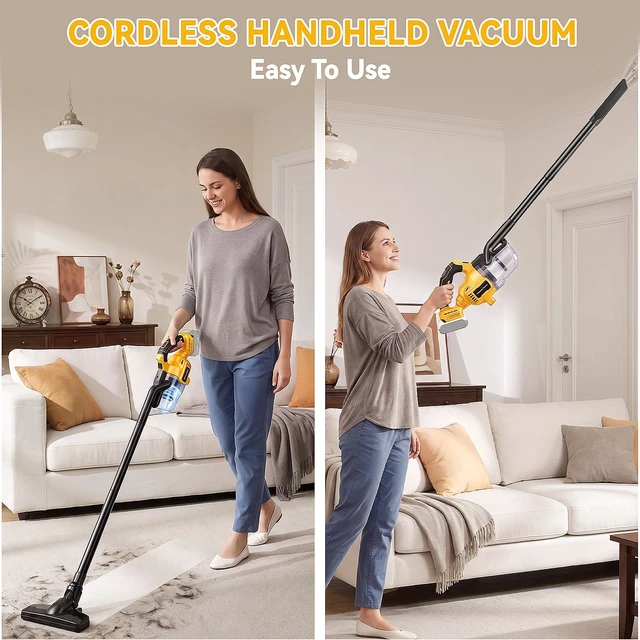 Alt view image 7 of 7 - Cordless Handheld Vacuum Compatible with Dewalt 20V Battery (Battery Not Included), 400W Strong Suction 5-in-1 Portable Vacuum Cleaner with LED Light and 2 HEPA Filters for Car Garage Home Pet Hair