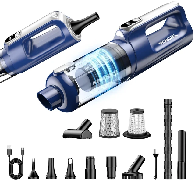 Main image of Car Vacuum Cleaner High Power, 18000Pa 2 in 1 Vacuum Cleaner&Air Duster, 130W Brushless Motor Handheld Vacuum Cordless with 7800mAh Battery, LED Light, Multi-Nozzles for Car, Home, Office, Pet