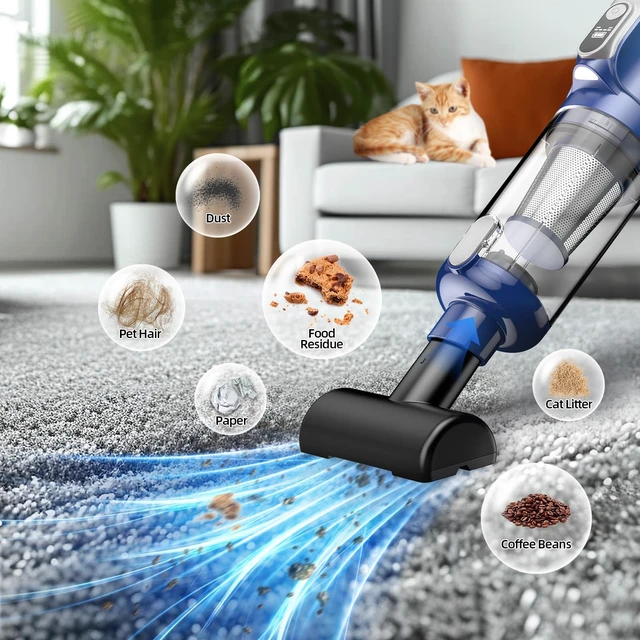 Alt view image 3 of 7 - Car Vacuum Cleaner High Power, 18000Pa 2 in 1 Vacuum Cleaner&Air Duster, 130W Brushless Motor Handheld Vacuum Cordless with 7800mAh Battery, LED Light, Multi-Nozzles for Car, Home, Office, Pet