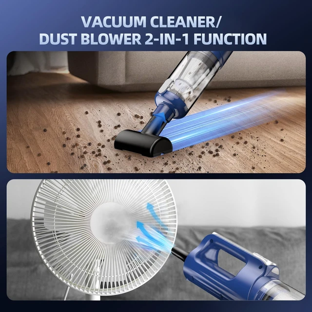 Alt view image 6 of 7 - Car Vacuum Cleaner High Power, 18000Pa 2 in 1 Vacuum Cleaner&Air Duster, 130W Brushless Motor Handheld Vacuum Cordless with 7800mAh Battery, LED Light, Multi-Nozzles for Car, Home, Office, Pet