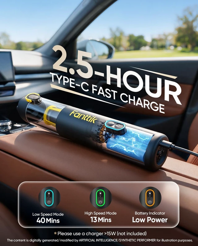 Alt view image 4 of 7 - Slim V8 APEX Cordless Car Vacuum & Air Duster, 4-in-1 Portable Mini Vacuum with 19000pa Suction Power for Pet Hair, Type-C Charge, One-Touch Empty for Car, Office Desk, Keyboards (Black)