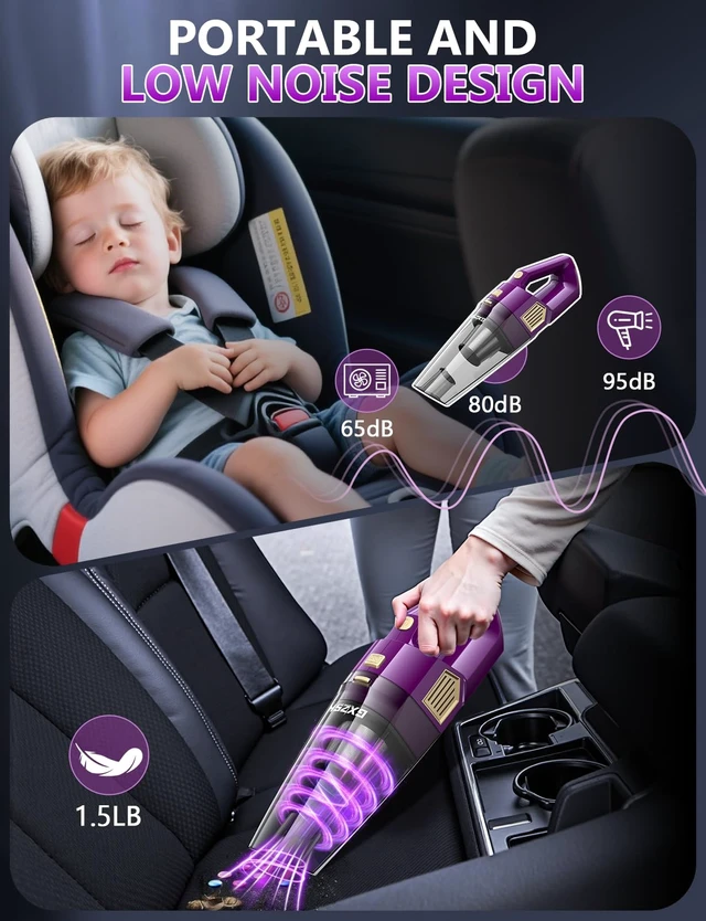 Alt view image 7 of 7 - Handheld Vacuum Cordless, 15000PA Hand Held Car Vacuum Cleaner | Strong Suction Rechargeable, Portable Hand Vacuum with Multi-Nozzles & Washable Filter for Home Office, Car, Pets