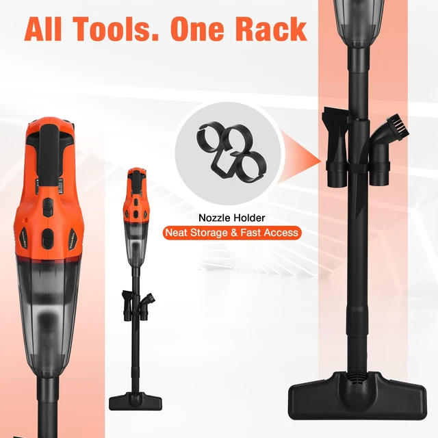 Alt view image 7 of 7 - Cordless Handheld Vacuum with 20V Rechargeable Battery | Portable, Large Dustbin, Powerful Battery, Separate Charge, Dry/Wet Suction, Multi-Nozzles, Car, Home, Pet Hair Cleaning