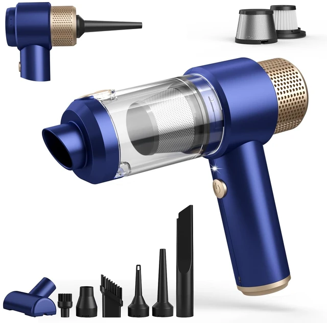 Main image of Car Vacuum Cleaner, 16000PA Mini Car Vacuum Cordless Powerful, 7 in 1 Portable Handheld Vacuum Cordless with LED Light, Dual Filters, One-Touch Empty for Pet Hair, Home, Office