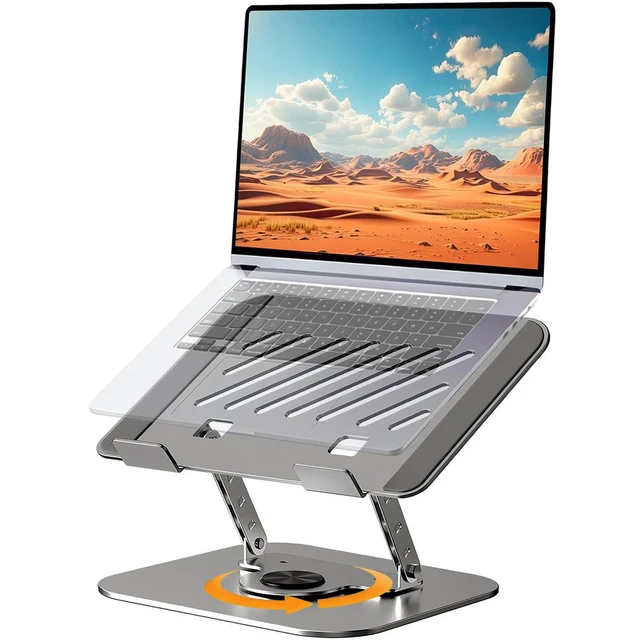 Main image of Adjustable Laptop Stand, Computer Stand with 360 Rotating Base,Ergonomic Laptop Riser Mount for Desk Foldable Protable Computer Desk Fits with MacBook Air Pro or 10.5-15.6 inch-Screen Laptops/Tablets