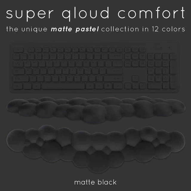 Alt view image 6 of 7 - Black Cloud Keyboard Wrist Rest Create-ables Qloud Black Wrist Rest for Computer Keyboard and Mouse, Ergonomic Memory Foam Wrist Pad with Non-Slip Base, Includes Cloud Mouse Pad
