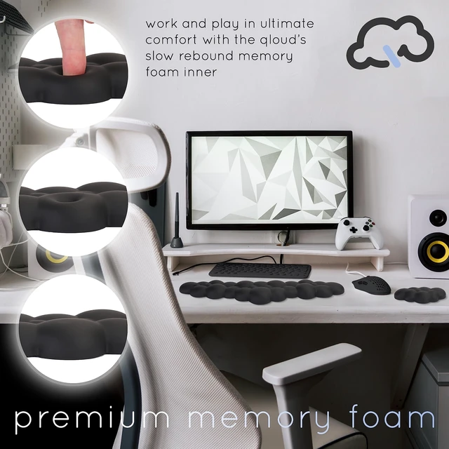 Alt view image 5 of 7 - Black Cloud Keyboard Wrist Rest Create-ables Qloud Black Wrist Rest for Computer Keyboard and Mouse, Ergonomic Memory Foam Wrist Pad with Non-Slip Base, Includes Cloud Mouse Pad