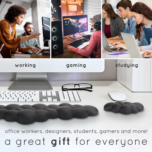 Alt view image 7 of 7 - Black Cloud Keyboard Wrist Rest Create-ables Qloud Black Wrist Rest for Computer Keyboard and Mouse, Ergonomic Memory Foam Wrist Pad with Non-Slip Base, Includes Cloud Mouse Pad