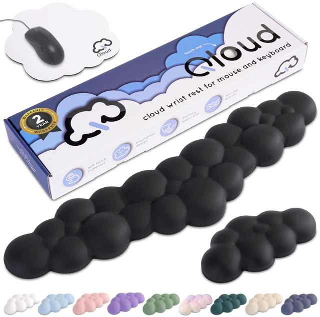 Main image of Black Cloud Keyboard Wrist Rest Create-ables Qloud Black Wrist Rest for Computer Keyboard and Mouse, Ergonomic Memory Foam Wrist Pad with Non-Slip Base, Includes Cloud Mouse Pad