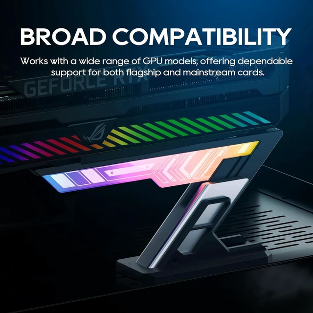 Alt view image 2 of 7 - ARGB GPU Support Bracket, Horizontal GPU Anti-Sag Support Bracket 5V 3pin Universal GPU Bracket, Graphics Video Card Brace with Height Adjustable (Black)