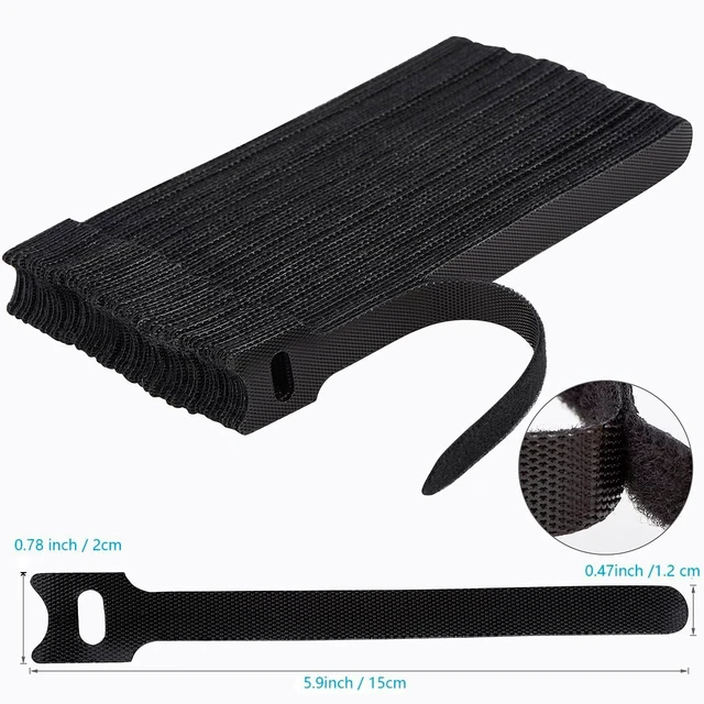 Alt view image 2 of 2 - 50 PCS 6 Inches Reusable Cable Ties, Adjustable Cord Straps Wire Organizer Cord Wrap and Hook Loop Cable Management