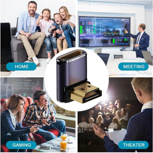 Alt view image 6 of 6 - 8K 90 Degree Right Angle HDMI 2.1 Adapter (2 Pack), Up&Down Angle 270 Degree HDMI Male to Female Extender Connector Aluminum Alloy