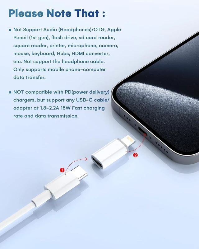 Alt view image 5 of 7 - 2-Pack MFi Certified USB C to Lightning Adapter, 27W Fast Charging & Data Sync, For iPhone 14/13/12/Pro/Max,iPad,AirPods, With Anti-Loss Lanyard,20000+Plug, Not for Audio/OTG