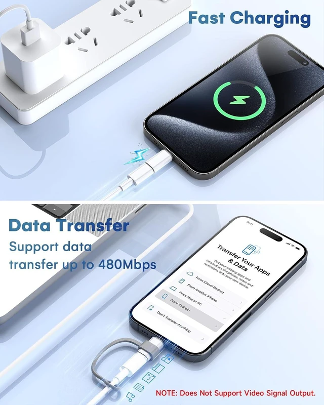 Alt view image 7 of 7 - 2-Pack MFi Certified USB C to Lightning Adapter, 27W Fast Charging & Data Sync, For iPhone 14/13/12/Pro/Max,iPad,AirPods, With Anti-Loss Lanyard,20000+Plug, Not for Audio/OTG