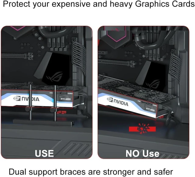 Alt view image 4 of 5 - GPU Support Bracket Dual Brace: Fan mounting Adjustable Aluminum Graphics Card GPU Sag Bracket Video Card Stand Holder Graphics Card Bracket, Support Big GPU - 128mm