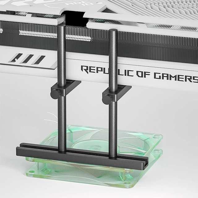 Main image of GPU Support Bracket Dual Brace: Fan mounting Adjustable Aluminum Graphics Card GPU Sag Bracket Video Card Stand Holder Graphics Card Bracket, Support Big GPU - 128mm