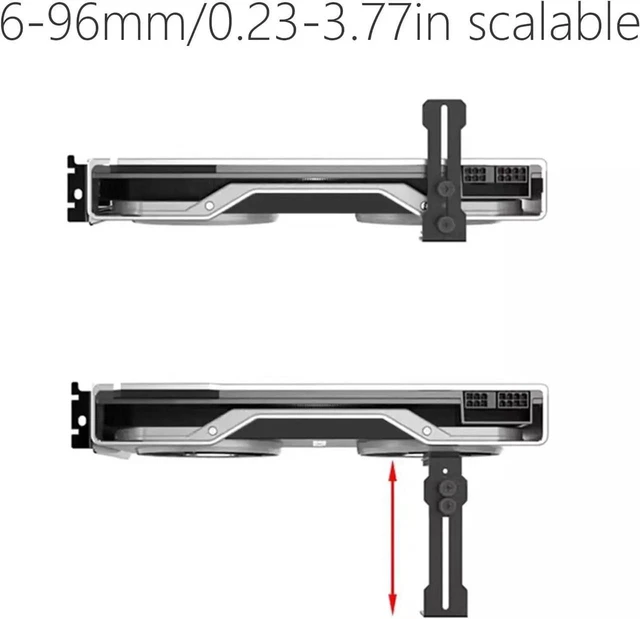 Alt view image 4 of 5 - Premium Adjustable GPU Support Bracket, Graphics Card Support, GPU Brace, Video Card Holder,Anti Sag GPU Stand 6-96mm Vertical Mount Suitable for Most Models - Black
