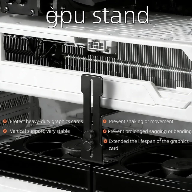 Alt view image 5 of 5 - Premium Adjustable GPU Support Bracket, Graphics Card Support, GPU Brace, Video Card Holder,Anti Sag GPU Stand 6-96mm Vertical Mount Suitable for Most Models - Black