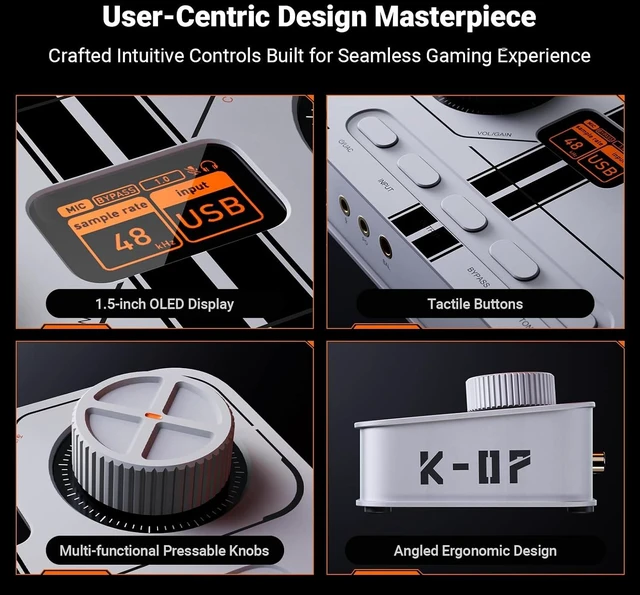 Alt view image 5 of 7 - Fosi Audio K7 DAC Headphone Amp, Desktop Headphone Amplifier for Gaming PC PS5 Switch, PCM 384kHz/32bit, 2100mW, USB C/Bluetooth aptX HD LL/Optical/Coaxial/Mic Input, 4.4mm Balanced/3.5mm/RCA Output