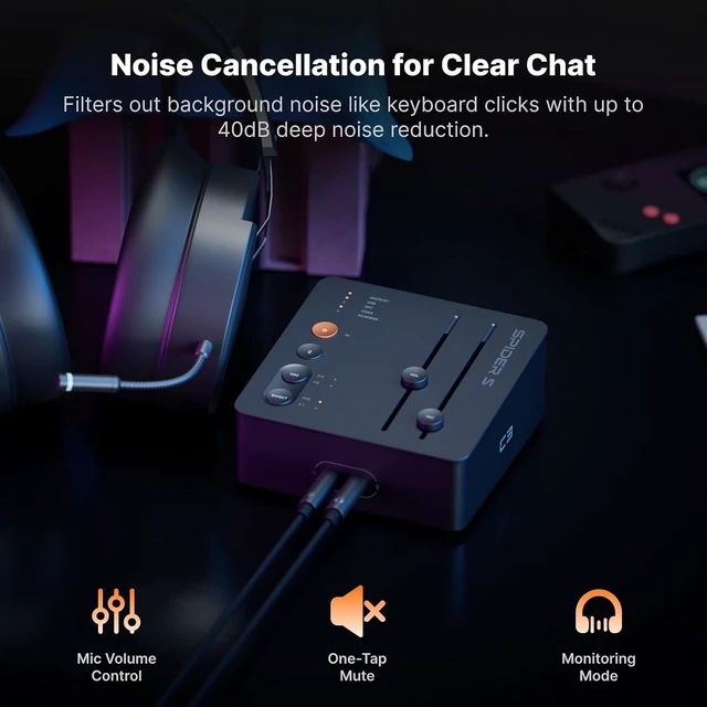 Alt view image 5 of 7 - Fosi Audio C3 Gaming DAC Amp for PC, USB Headphone Amplifier with 7.1 Surround Sound, Desktop Volume Control, Footstep Enhancement, Compatible with PS5, Switch, Laptop, Headset for FPS